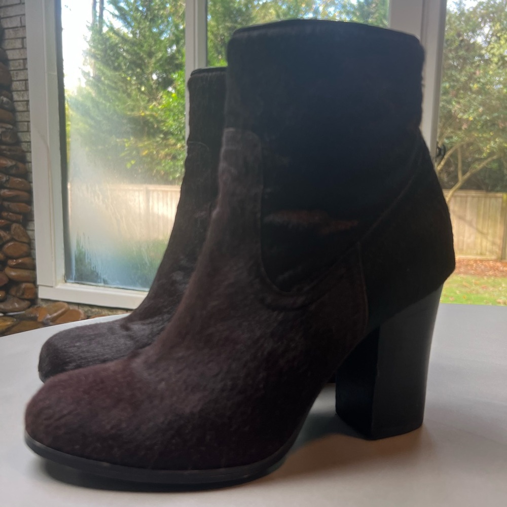 FRYE Parker Brown Calf Skin Fur Short Boots